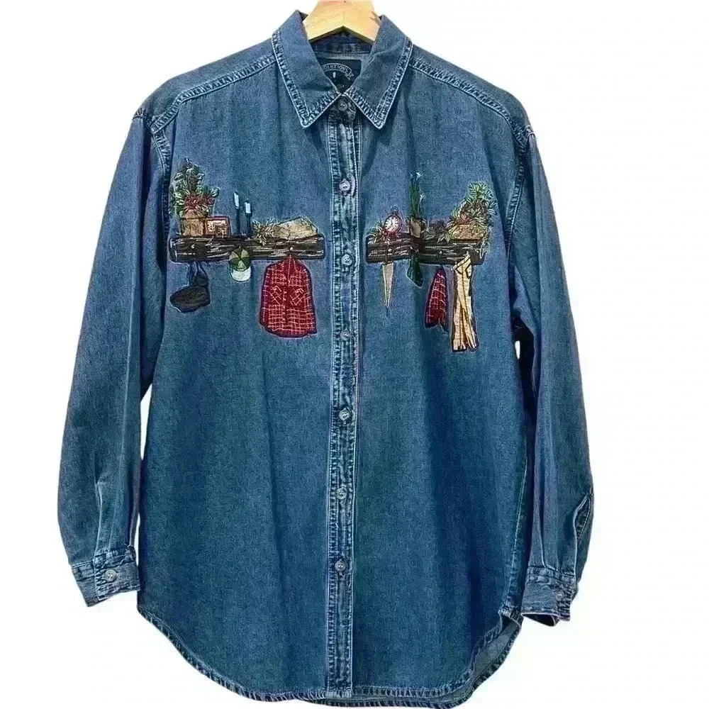 Solutions Womens 100% Cotton Button Up Top Size Small